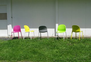 Alexandra Lange: Also Jonathan Olivares's elegant aluminum chair for Knoll, which was designed with the icons in mind.