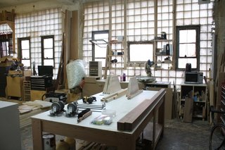 Open Studios at City Modern - Photo 4 of 26 - Stephanie Beamer does most of the woodworking in their shop just a few floors up from the studio.