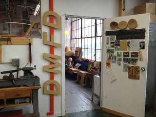 Open Studios at City Modern - Photo 20 of 26 - DMFD's office is set off of a shared working space. DMFV focuses on environmentally sustainable furniture and object design. Designer Daniel Michalik's favored medium is cork, which he sources from sustainably managed forests.