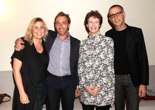 The panelists, from left to right: designer Stefanie Brechbuehler, restauranteur Andrew Tarlow, moderator Wendy Goodman, and architect Morris Adjmi.