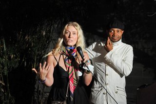 Dwell Party Highlights: Celebrating Prefab Design at SXSW Eco - Photo 18 of 20 - Maranda Pleasant, publisher of Origin Magazine, introduces the award-winning DJ Spooky (Paul Miller).