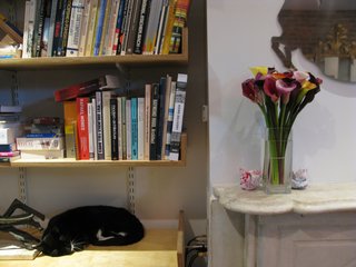City Modern Home Tours: Brooklyn - Photo 39 of 51 - The marble mantelpiece was one of the only salvageable elements in the home. The family cat—who made this shelf her home—was a favorite surprise of visitors on the tour.