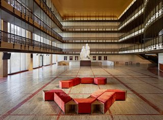 The Promenade of the David H. Koch Theater featuring seating collection designed by Egg Collective. Photo by Frank Oudeman.