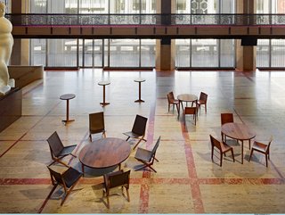 The Promenade of the David H. Koch Theater featuring seating collection designed by Asher Israelow. Photo by Frank Oudeman.