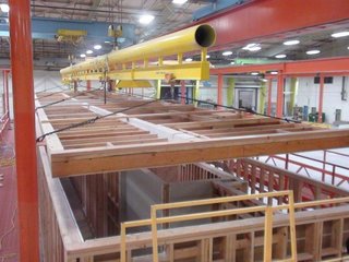 Here's the ceiling being craned into place.