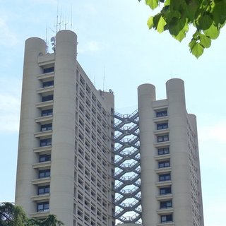 These towers are by by Kenzo Tange in Balogna, Italy. Photo by Kevin Hui.