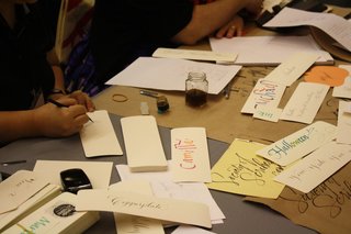 The NYC-based nonprofit Society of Scribes was on hand designing bookmarks for book fair participants.