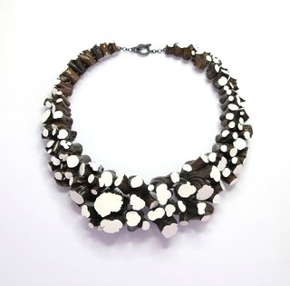 Necklace ‘Stipjes’, 2005-2012. Lavender wood, paint, silver. By Terhi Tolvanen. For Sale $4,725.