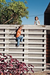 Six-year-old twins Nicolas and Constanza use Pentimento as their "little battleground," says Pasternak. "They have some options here that they will not find anywhere else." Among those options are a climbing wall offering easy access to the roof.