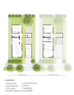 Vibrant Affordable Housing Prototypes in Los Angeles - Photo 3 of 11 - While each of the floor plans varies based on the lot they were constructed on, they share similar characteristics. The 74th Street Prototype is shown here.