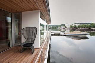 "It’s oriented for the river," says architect Adam Jirkal. "It doesn’t have an engine. We wanted it to be as low to the water as possible, to really work with the water."