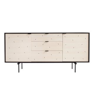 We’ve had an eye on New York’s Syrette Lew, known professionally as Moving Mountains, since she made our 2015 Young Guns roster of rising designers. On her profile, you’ll find plain but playful furniture, like her Confetti credenza. "I was sick of all the rustic, reclaimed wood in Brooklyn, so when my boyfriend moved in, I decided to make pieces that we’d actually want to live with," she says. 