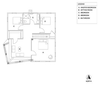 Upper level floor plan.