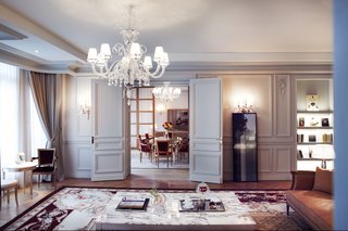 The Presidential Suite includes three bedrooms, a private fitness room, and an immense reception room opening up to the dining room.