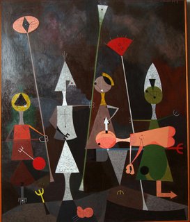 Peru Community Schools Art Gallery: The G. David Thompson Collection - Photo 3 of 7 - The Burial oil by Jorge Camacho—G. David's primary interest was abstract art. He also had a keen eye for and collected Americana, folk art, and Oriental porcelain.