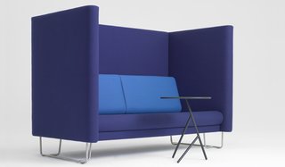 The blocky blue Pacific High sofa.