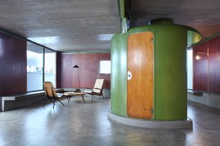 The interior of the compact home, built for comfort and economy.