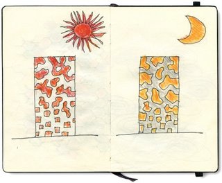Japanese architect Toyo Ito's day and night sketches.