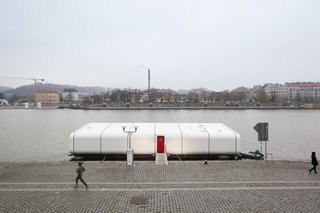 A C-Frame catamaran currently docked in Prague’s Holesovice neighborhood, Port X is a buoyant dwelling for modular, modern living. Prague’s Atelier SAD finished the concept last fall, collaborating with a company that develops sailing boats to fabricate its curved exterior.