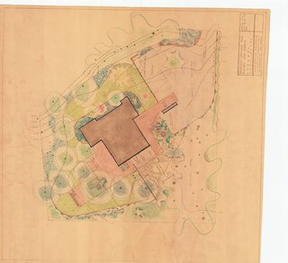 A drawing by Lawrence Halprin details the landscape plan.
