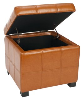 When you live in a small space it's important to make sure that as many pieces of furniture as possible serve multiple purposes. Look for an ottoman that can double as a foot stool, extra seat, or storage container. In addition, some ottomans have a lid that can be flipped around to serve as a hard surface on which to serve drinks or food.