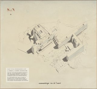 Le Corbusier at the New York MoMA - Photo 2 of 10 - Le Corbusier (Charles-Edouard Jeanneret) (French, born Switzerland. 1887-1965). Palace of the League of Nations, Geneva. 1927. Axonometric view from the west. Gelatin print on paper with ink, airbrush and collage additions. 53 3/8" x 57 7/8" (135.5 x 147 cm). Institut fur Geschichte und Theorie der Architektur, ETH Zurich