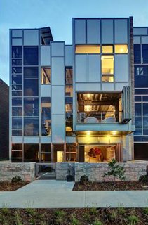 The entrance of the Atwater Crossing Residence by architect Charles Kluger, where interior designer David Mast lives and works.