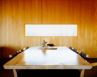 This Modern Cabin Is the Ideal HQ For a Family in Alaska - Photo 2 of 19 - Buser made the dining table which is surrounded by Chair 611s by Alvar Aalto for Artek.