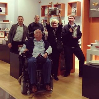 Here's Michael Graves (front) along with Donald Strum (back right) in one of the jcpenney shops-within-a-shop dedicated to the Graves line.