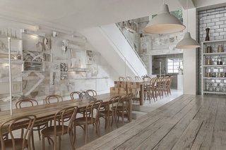Hueso (which means bone in Spanish) features murals made from 10,000 bones, a reference to the chef’s natural cooking style. It’s part of a "Darwinian vision," says designer Ignacio Cadena, and required six months of scouring north Mexico, cleaning, and purifying to get the off-white skeletal pieces ready.