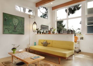 A Tiny Backyard Studio in Seattle Filled With Midcentury Finds - Photo 5 of 8 - The single main room features ample glazing to provide natural light for cultivation of artistic endeavors. In the words of Witt, the "studio is the anchor for the backyard."