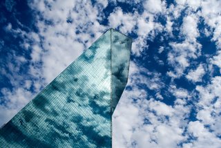 Broken Building, 2014. I.M. Pei's Fountain Place in Dallas, Texas, built in 1986. "He used angles, triangles, planes and prisms to create a seemingly impossible visual space with this building," says Olic. "The view from the east makes the structure seem broken and folded down the middle."