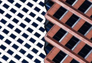 Ripped Building, 2014. "The angled top floors of this dark red office building in New Orleans, Louisiana, provide an interesting collage with the white building a few blocks down the street," says Olic. Combining the two is a simple photographic idea of a structure ripped into two distinct parts."