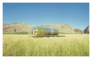 Home by SelgasCano with HelloeverythingReminiscent of the Spanish architecture firm’s recent Serpentine Pavilion design, Home is a cylindrical structure enclosed by transparent, colorfully tinted walls. These fully operable curved panels open on the roof and along the sides to expose the interior to the open air.
