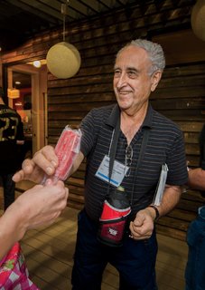 An attendee enjoys the hospitality at the Airbnb Home.