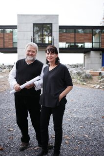 For Wiedemann and Sweeney (pictured here), it was all about the composition of materials. They incorporated a mix of concrete, steel, glass, and wood in a way that also spoke to Loraine’s work as an artist.