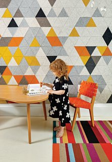 Risom has long graced the pages of Dwell—it's hard to miss his classic modern designs. In this Boston family residence, a custom prototype mural by FilzFelt and a carpet by Flor join a child-size chair and Amoeba table that Risom designed for Knoll. 