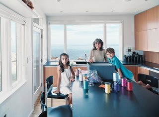 The kitchen is perfect both for eating and for doing projects.