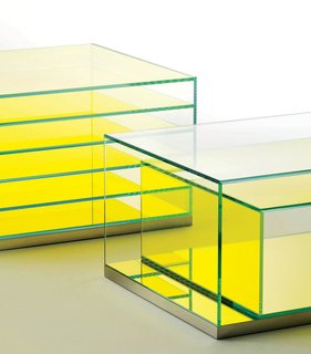 Boxinbox by Philippe Starck for Glas Italia This brightly tinted series combines storage and display in rectilinear showcases that recall artist Donald Judd’s work. 