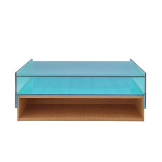 Hampton low table by Eric Jourdan for Ligne Roset Referencing Mies van der Rohe’s Farnsworth House, this architectural piece marries cherrywood and laminated glass. 