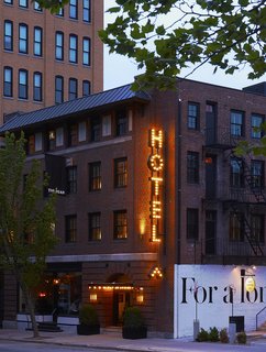Before its current incarnation as a design hotel, the structure had a scandalous past. Built in 1912 by an Episcopalian church, it formerly housed a strip club and a music venue, among other businesses.
