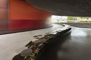 A garden made up of 155 pieces of Caesarstone quartz also meanders through the museum's outdoor space. 