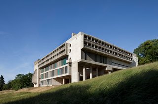 Located near Lyon, France, the Couvent Sainte-Marie de la Tourette is known for its monumental concrete form and integration into the landscape. 