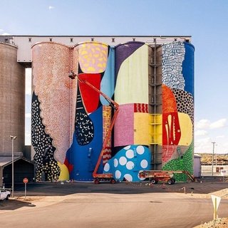 "Atlanta-based public artist, Alex Brewer (a.k.a. Hense), utilizes grain silos in Northam Western Australia for his newest installation."