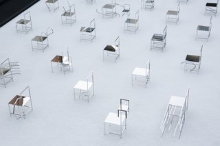 Pull Up a Chair: An Interview With Designer Oki Sato - Photo 1 of 6 - The installation is comprised of 50 stainless steel chairs. 
