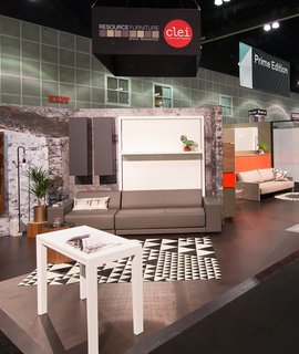 Resource Furniture, a pioneer in bringing small-space solutions to the American market, showcased pivoting pieces and other design-forward products. 