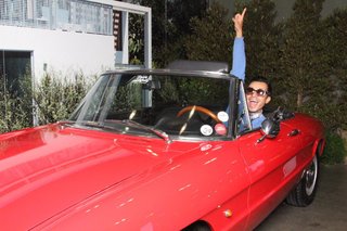 Attendees were invited to pose for their very own Dwell photograph, including inside a 1966 Alfa Romeo Duetto Spider.