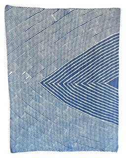 Inyo, one of Block Shop's newest creations, is a baby quilt that's resist-dyed in rich indigo. 