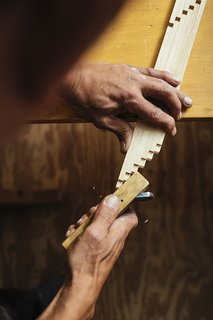 Founded in 1951, Miya Shoji uses traditional Japanese furniture-building techniques to craft its signature shoji screens. Carpenters at its 3,000-square-foot facility in Queens fashion lap joints and tenons by hand to fit the pieces together.