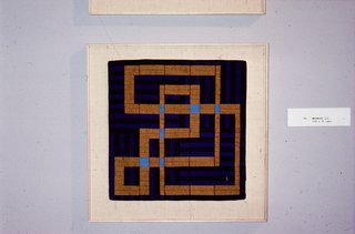 In the 1970s, searching for another outlet for her creativity, Lucienne began to produce one-of-a-kind silk mosaics, like "Meander 3" (1990). Image courtesy The Robin & Lucienne Day Foundation. 